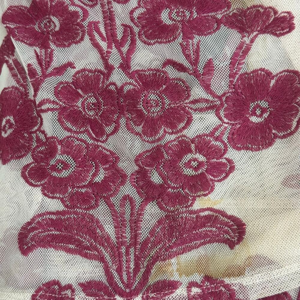 For Love & Lemons Temecula Maxi Dress Raspberry Wine Floral Lace Size Large - Picture 14 of 16